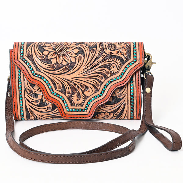 ADBGA393 American Darling Hand Tooled Floral Carved Genuine Leather Small Cross body Bag