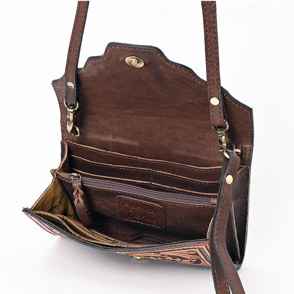ADBGA393 American Darling Hand Tooled Floral Carved Genuine Leather Small Cross body Bag