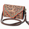 ADBGA393 American Darling Hand Tooled Floral Carved Genuine Leather Small Cross body Bag