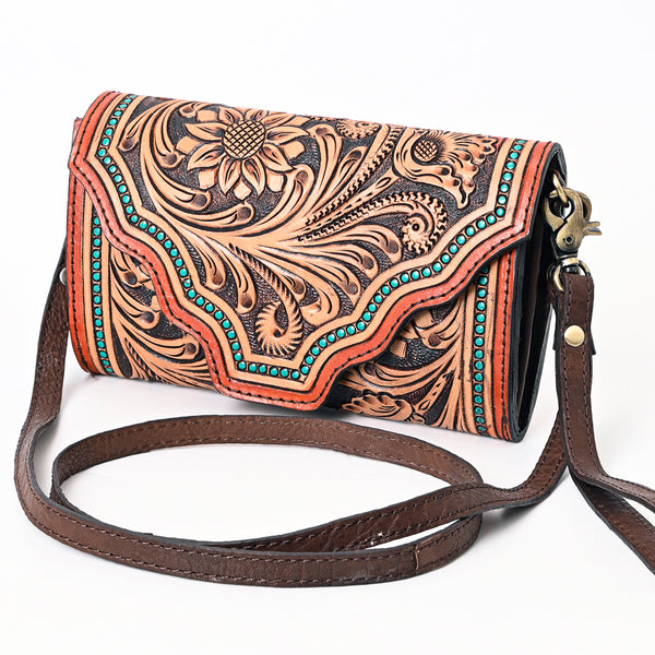 ADBGA393 American Darling Hand Tooled Floral Carved Genuine Leather Small Cross body Bag