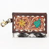 ADBGA394 American Darling Hair-On Cowhide Hand Tooled Genuine Leather Coin Purse