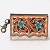 ADBGA394 American Darling Hair-On Cowhide Hand Tooled Genuine Leather Coin Purse