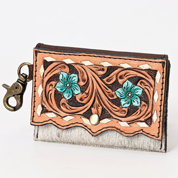 ADBGA394 American Darling Hair-On Cowhide Hand Tooled Genuine Leather Coin Purse