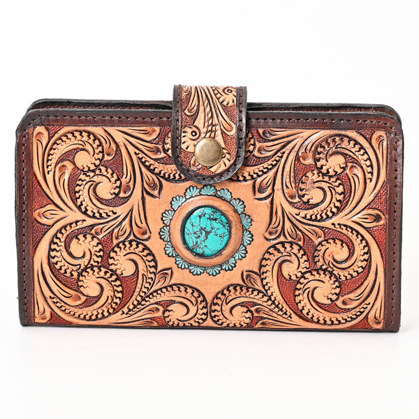 ADBGA397 American Darling Hand Tooled Floral Carved Genuine Leather Clutch Bag