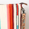 ADBG298 American Darling Large Cross body Bag - Hand Tooled Floral Leather & Woven Saddle Blanket Purse