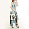 ADBG298 American Darling Large Cross body Bag - Hand Tooled Floral Leather & Woven Saddle Blanket Purse