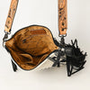 ADBG298 American Darling Large Cross body Bag - Hand Tooled Floral Leather & Woven Saddle Blanket Purse