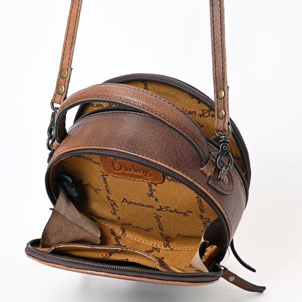ADBG1188 American Darling Western Tooled Leather Canteen Bag Floral Carved Inlay