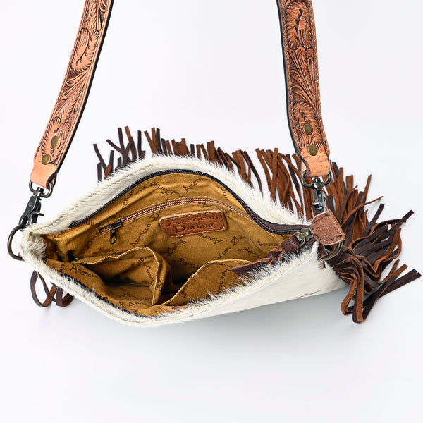ADBGS192 Cowhide Large Crossbody Bag with Tooled Strap & Fringe - Western Rodeo Purse