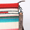 ADBGS192 Wool Large Crossbody Bag with Tooled Leather Strap and Fringe - Western Boho Purse