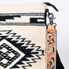 ADBGS192 Wool Large Crossbody Bag with Tooled Leather Strap and Fringe - Western Boho Purse