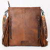 ADBGS192 Natural Cowhide Large Crossbody Bag with Fringe - Tooled Strap Western Purse