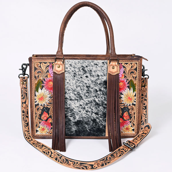 ADBG230 American Darling Western Tote Bag - Handcrafted Hair-On Cowhide & Hand-Tooled Leather