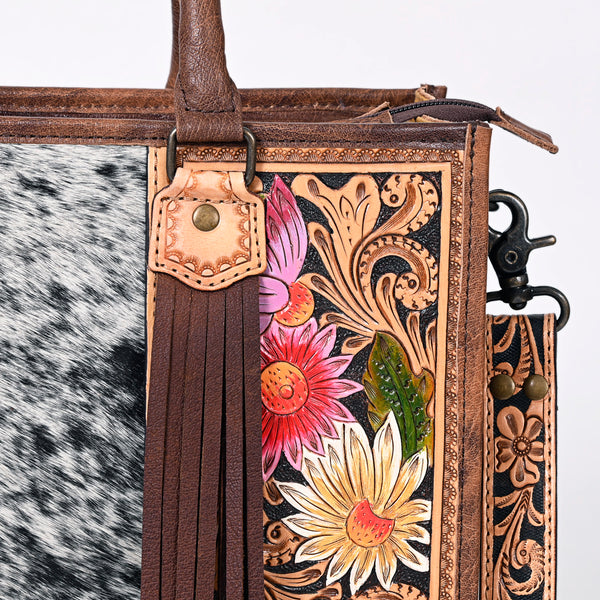 ADBG230 American Darling Western Tote Bag - Handcrafted Hair-On Cowhide & Hand-Tooled Leather