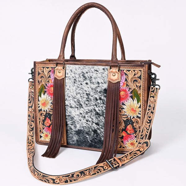 ADBG230 American Darling Western Tote Bag - Handcrafted Hair-On Cowhide & Hand-Tooled Leather