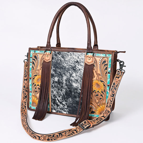 ADBG230 American Darling Western Tote Bag - Handcrafted Hair-On Cowhide & Hand-Tooled Leather