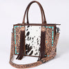 ADBG230 American Darling Western Tote Bag - Handcrafted Hair-On Cowhide & Hand-Tooled Leather
