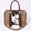 ADBG230 American Darling Western Tote Bag - Handcrafted Hair-On Cowhide & Hand-Tooled Leather