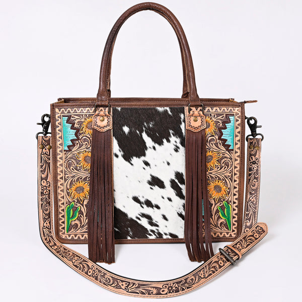 ADBG230 American Darling Western Tote Bag - Handcrafted Hair-On Cowhide & Hand-Tooled Leather