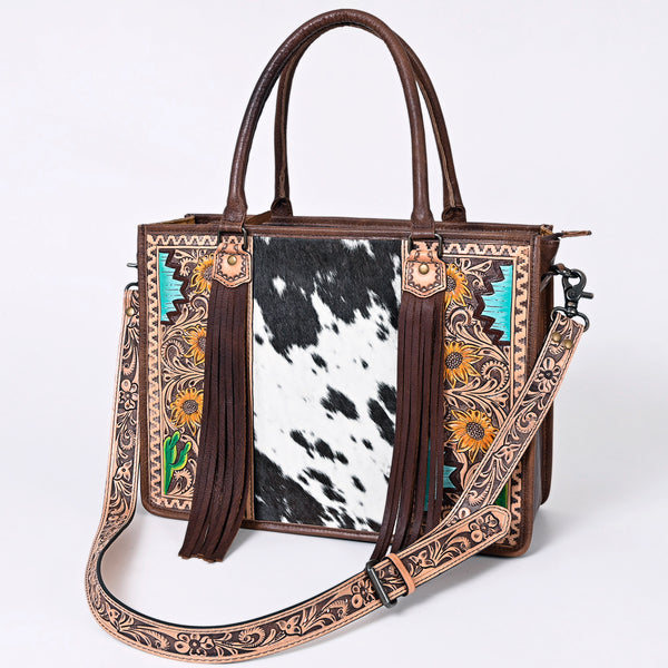 ADBG230 American Darling Western Tote Bag - Handcrafted Hair-On Cowhide & Hand-Tooled Leather