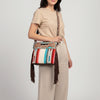 ADBGS146 Serape Wool & Turquoise Tooled Leather Crossbody - Fiesta Fringe Edition