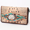 ADBG1190 American Darling Western Leather Wallet Bag Crocodile Embossed Hand Tooled