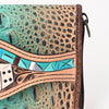 ADBG1190 American Darling Western Leather Wallet Bag Crocodile Embossed Hand Tooled