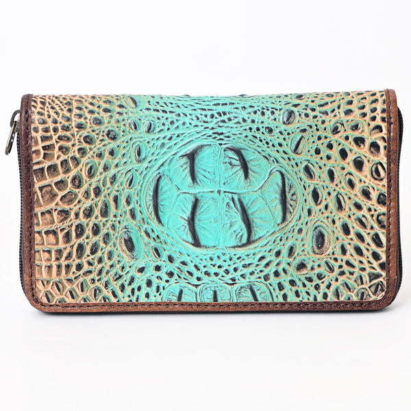 ADBG1190 American Darling Western Leather Wallet Bag Crocodile Embossed Hand Tooled