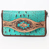ADBG1190 American Darling Western Leather Wallet Bag Crocodile Embossed Hand Tooled