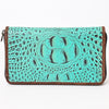 ADBG1190 American Darling Western Leather Wallet Bag Crocodile Embossed Hand Tooled