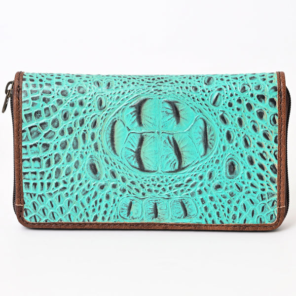 ADBG1190 American Darling Western Leather Wallet Bag Crocodile Embossed Hand Tooled