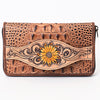 ADBG1190 American Darling Western Leather Wallet Bag Crocodile Embossed Hand Tooled