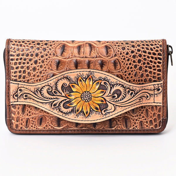 ADBG1190 American Darling Western Leather Wallet Bag Crocodile Embossed Hand Tooled
