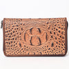 ADBG1190 American Darling Western Leather Wallet Bag Crocodile Embossed Hand Tooled