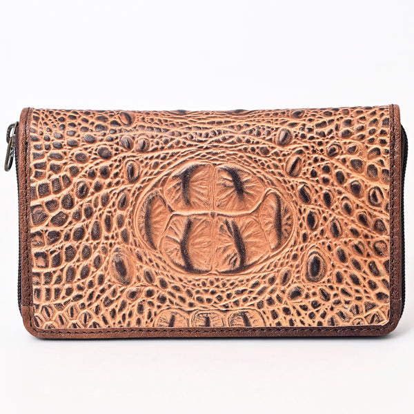 ADBG1190 American Darling Western Leather Wallet Bag Crocodile Embossed Hand Tooled