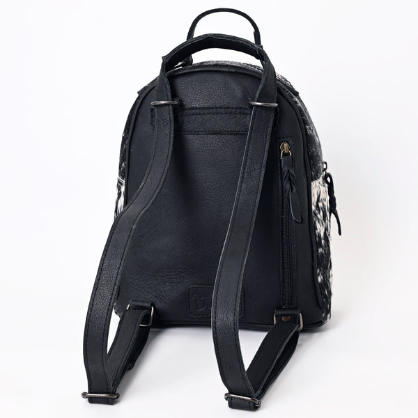 ADBGS156 Genuine Cowhide Leather Backpack with Hand-Tooled Floral Patch - Western Rodeo Style
