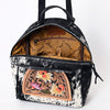ADBGS156 Genuine Cowhide Leather Backpack with Hand-Tooled Floral Patch - Western Rodeo Style