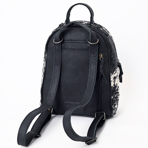 ADBGS156 Genuine Cowhide Leather Backpack with Hand-Tooled Floral Patch - Western Rodeo Style