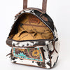 ADBGS156 Genuine Cowhide Leather Backpack with Hand-Tooled Floral Patch - Western Rodeo Style