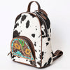 ADBGS156 Genuine Cowhide Leather Backpack with Hand-Tooled Floral Patch - Western Rodeo Style