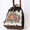 ADBGS156 Genuine Cowhide Leather Backpack with Hand-Tooled Floral Patch - Western Rodeo Style