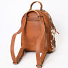 ADBGS156 Genuine Cowhide Leather Backpack with Hand-Tooled Floral Patch - Western Rodeo Style