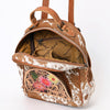 ADBGS156 Genuine Cowhide Leather Backpack with Hand-Tooled Floral Patch - Western Rodeo Style