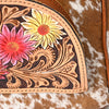 ADBGS156 Genuine Cowhide Leather Backpack with Hand-Tooled Floral Patch - Western Rodeo Style