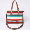 ADBG1033 American Darling Handwoven Saddle Blanket Tote Bag Western Genuine Leather Purse