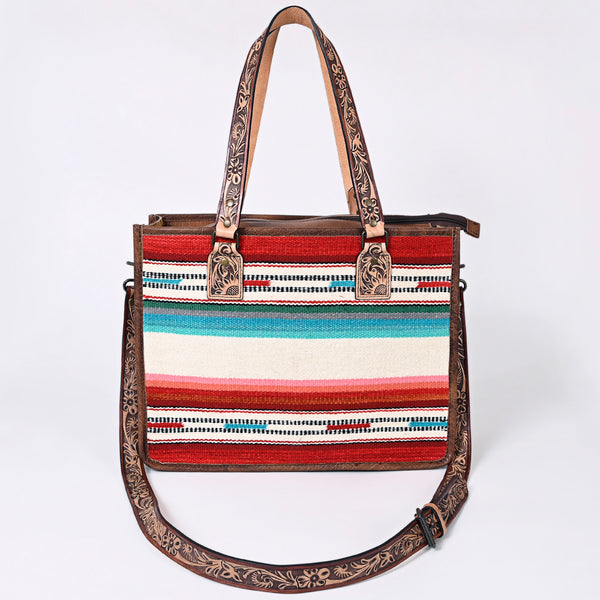 ADBG1033 American Darling Handwoven Saddle Blanket Tote Bag Western Genuine Leather Purse