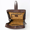 LC-ADBGA401 Hand-Tooled Leather Western Cowhide Backpack Floral Frame Design