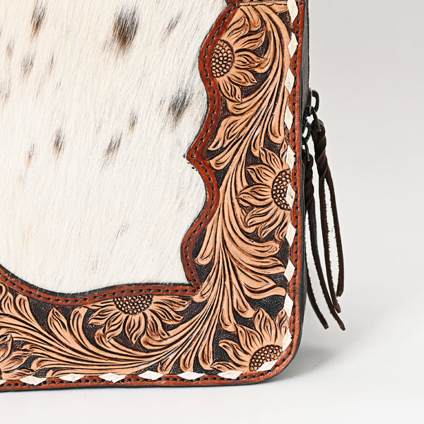 LC-ADBGA401 Hand-Tooled Leather Western Cowhide Backpack Floral Frame Design