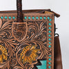 ADBG1158 American Darling Floral Tooled Leather Tote -Western Crossbody Bag