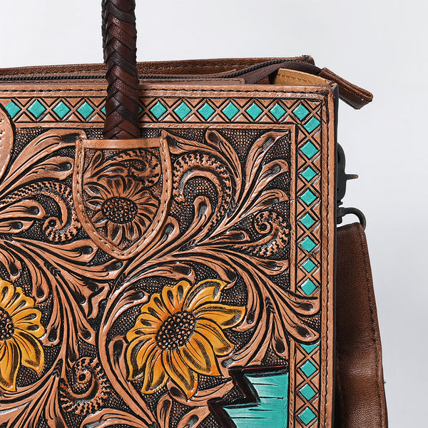 ADBG1158 American Darling Floral Tooled Leather Tote -Western Crossbody Bag